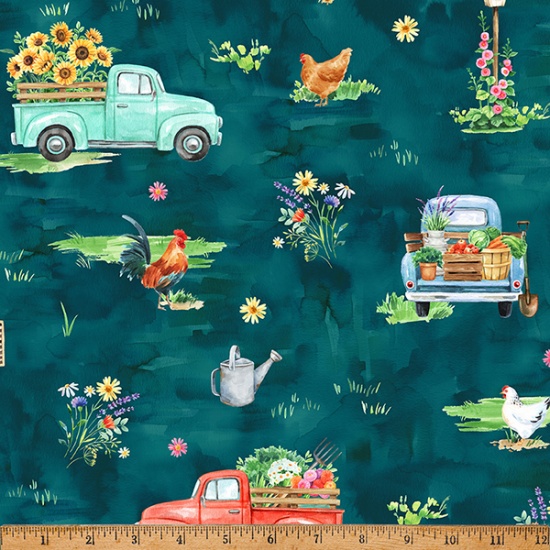 V5294-21-Teal , Farm to Table , Hoffman California Fabric