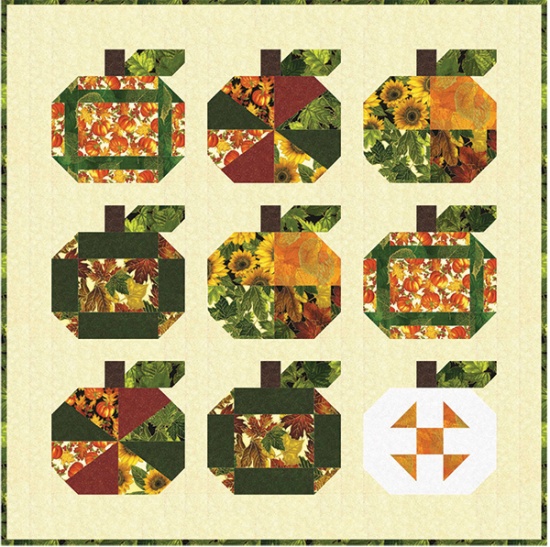 Pumpkins and Patches on ivory by 